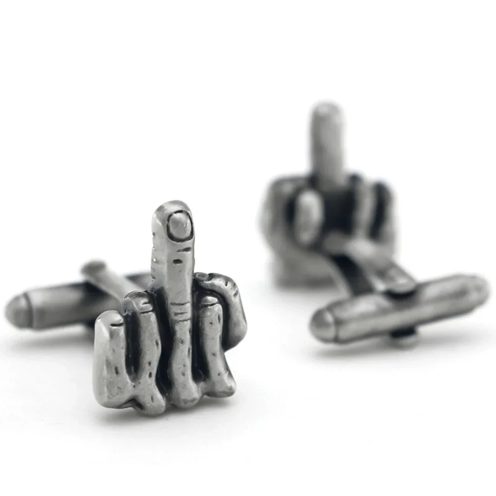 Iconic Johnny Cash flipping the Bird Gun Metal finish Cufflinks NEW